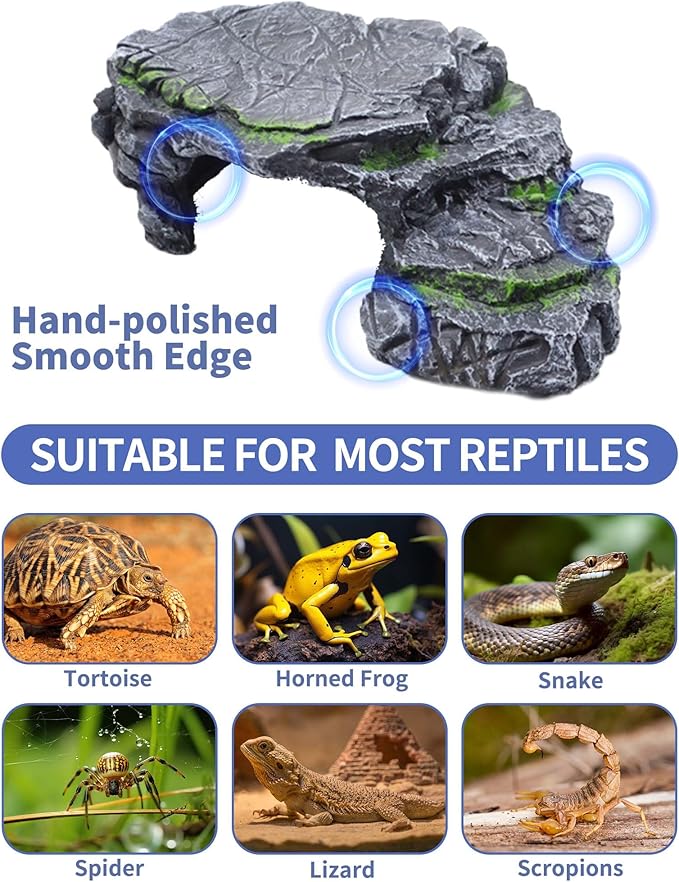 Turtle Basking Platform Turtle Tank Decoration for Aquariums & Terrarium, Turtle, Lizard, Reptile Habitat Hideout (Black)