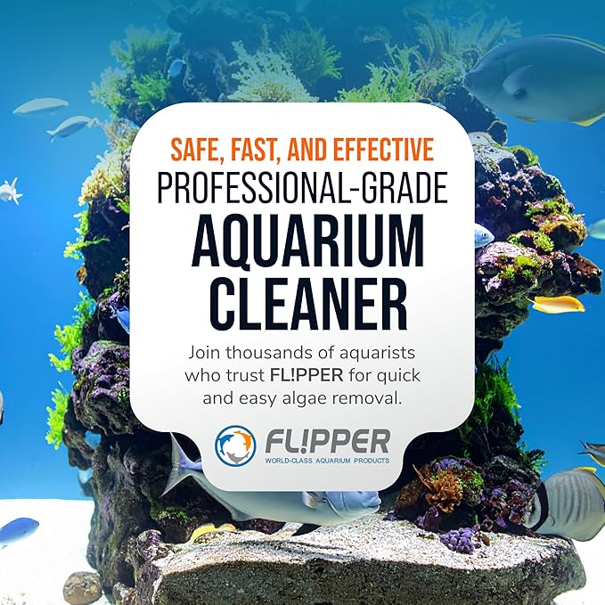 FLIPPER Max Magnetic Aquarium Cleaner – 2-in-1 Flip Scrubber and Scraper, Floating Design for Cleaning Hard-to-Reach Algae and Debris on Glass and Acrylic Tanks up to 3/4"