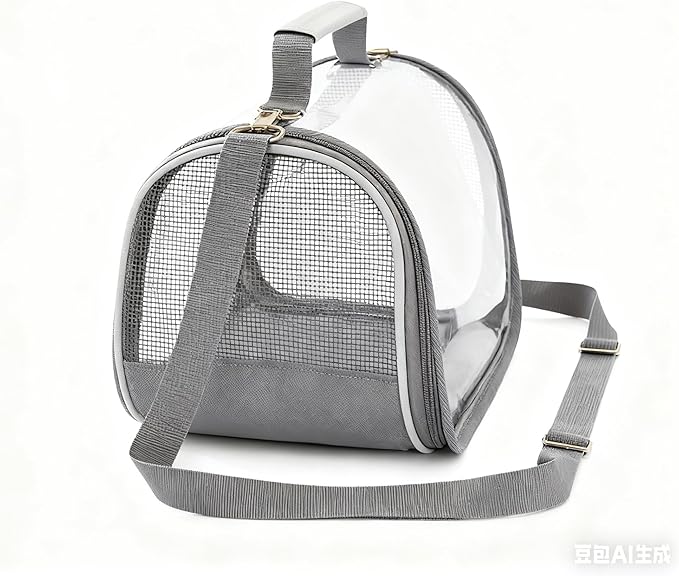 Reptile Small Animal Travel Carrier - Portable Ventilated Pet Carrier for Bearded Dragons, Lizards, Sugar Gliders, Hedgehogs, Rats, Birds, Guinea Pigs etc | Escape-Proof, Breathable Mesh (Grey)