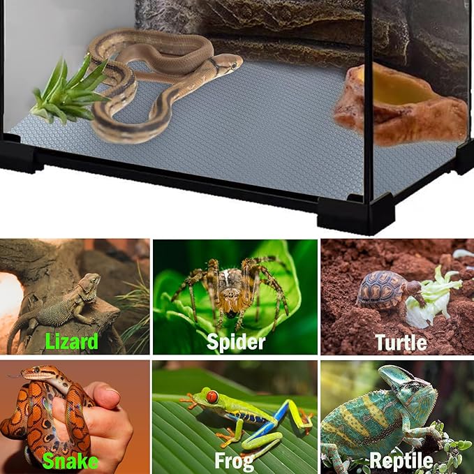 KABASI Reptile Substrate Liner Terrarium Carpet, Bearded Dragon Tank Accessories, Non-Adhesive Reptile Carpet Reptile Flooring Mat Bedding for Leopard Gecko, Snake, Lizard, Tortoise, 17.7x39.4 inch