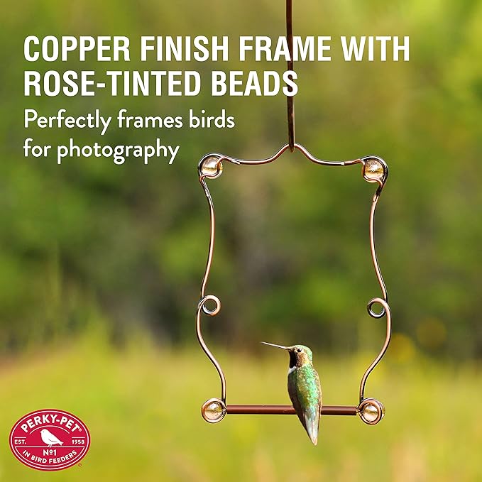 Perky-Pet Copper Beaded Hummingbird Swing - Rust Resistant Finish - Humming Bird Swing for Outdoors - Attract Perching Birds - 90, Copper, Rose Beads