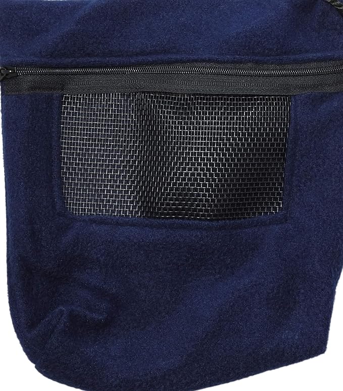 Bonding Carrier Pouch - Premium Bonding Pouch for Sugar Gliders & Other Small Pets - Durable Cozy Fleece Material, Mesh Screen, Silk Rope, & Zipper, Pet Sleeping Bag, Navy Blue
