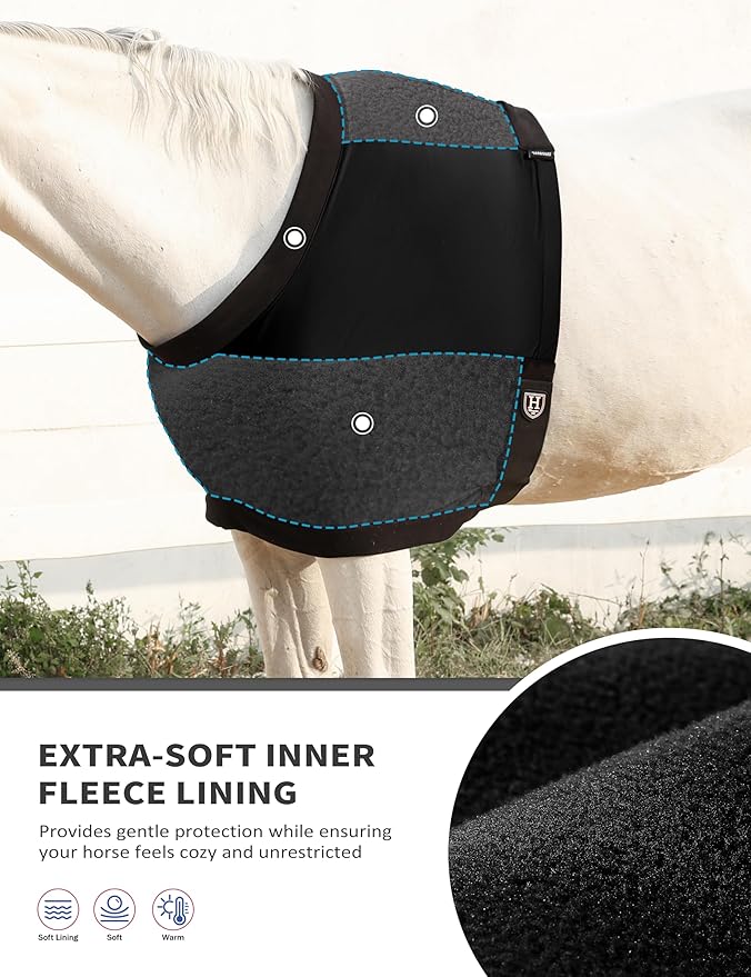 Harrison Howard Horse Shoulder Guard Thick Stretchy with Inner Soft Fleece Lining Adding Comfort Prevents Chafing Black L