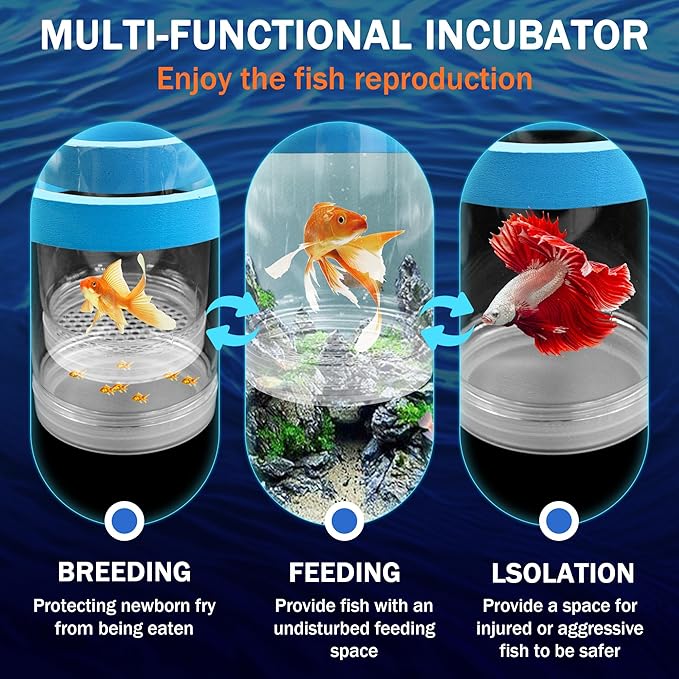 Small Floating Fish Breeding Box, Plastic Breeding Box for Fish Tank with Suction Cup, Clear Aquarium Divider Incubator, Adjustable Isolation Hatchery for Shrimp Guppy (Small)