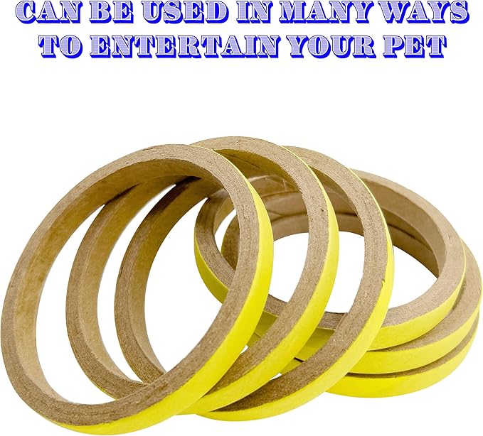 by M&M - 8004 Pk12 3.5 Inch Skinny Yellow Donut, Colorful Cardboard Classic Chew Bird Foot Toys, Lots of Shreddable Layers, Add to Toys, Great for Medium to Large Size Pets