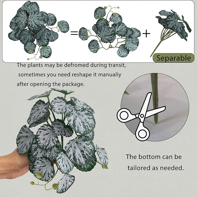IBWell Fake Reptile Plants for Reptile Terrarium Plants, Reptile Plant Décor, Turtle Tank Plants with Suction Cup
