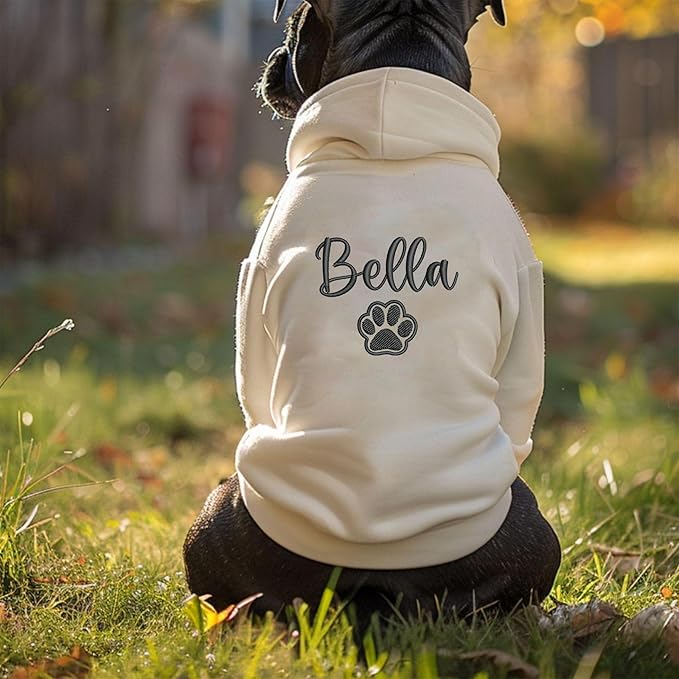 Noni Personalized Name Dog Hoodie, Embroidered Puppy Sweater with Name Text, Custom Pet Clothes Warm Winter Outfit for Dogs, Bright Puppy Sweatshirt, Pet Birthday Outfit, Gift for Dog Lovers