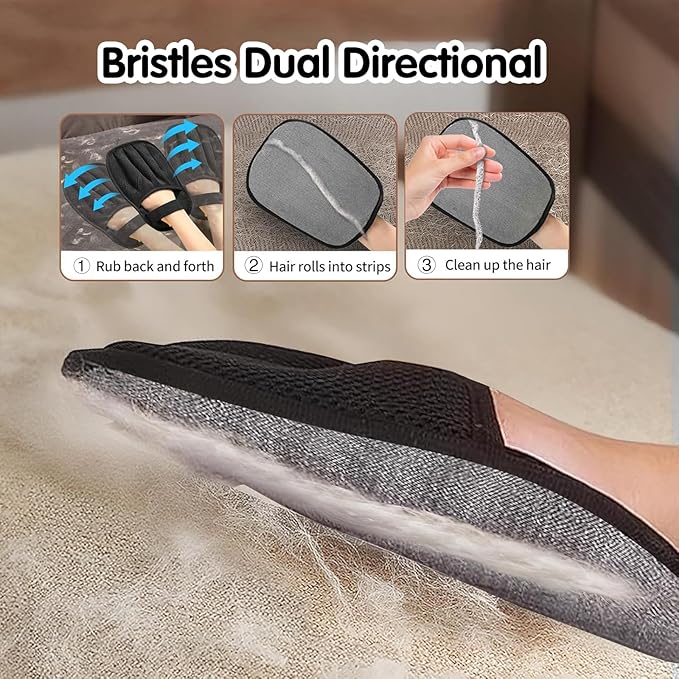 Pet Hair Removal Gloves for Cats and Dogs, Ultimate Deshedding & Grooming Kit with Electrostatic Magic Brush, Reusable Pet Hair Remover for Couch, Car, Laundry, Furniture Cleaning.(2 Gloves + Comb)