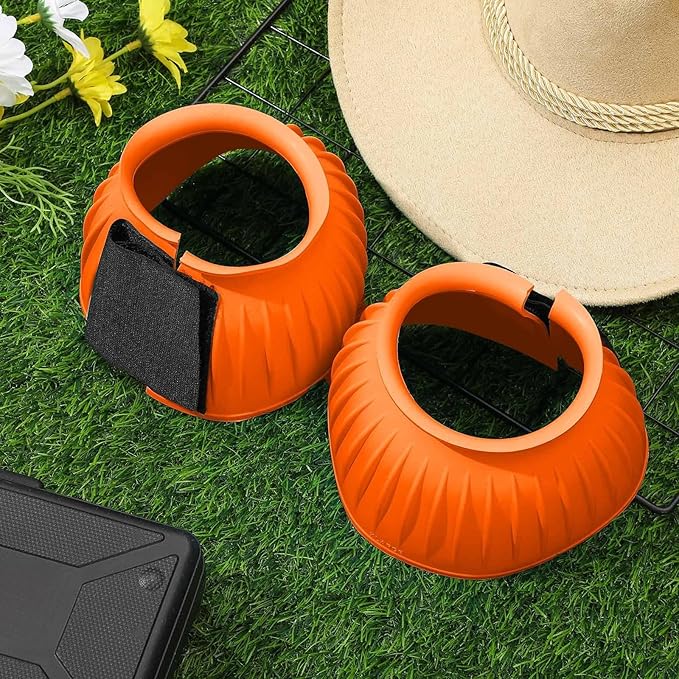 Abbylike Bell Boots for Horses 1 Pair/2 Pair Available, Protect Against Hoof Impact Trauma, Rubber Bell Boots Horse Care for Turnout, No Rub Design Wrap Hook and Loop