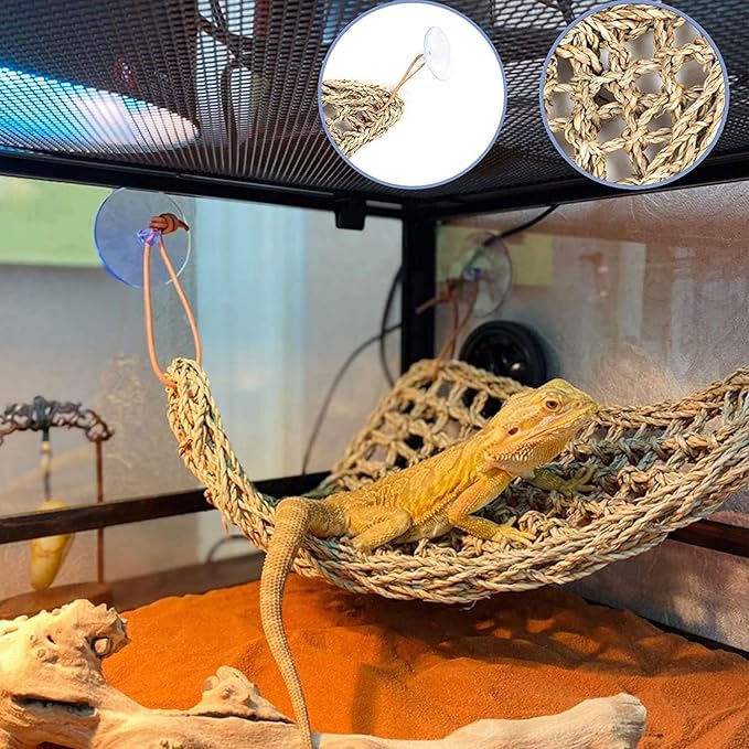 Reptile Plants for Bearded Dragon Tank Accessories, Terrarium Plant Artificial Decor for Snake Cage, Fake Plant for Leopard Gecko Habitat, Lizard Chameleon Ball Pythons (Group EN)