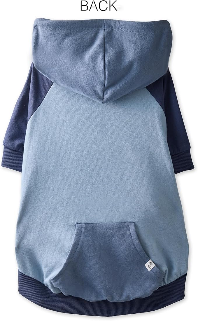 Rocky – The Orginal Lightweight Hooded TEE 100% Organic Cotton Dog Hoodie Pet Coat Sweater for Small, Medium, Large Dogs, Navy Color Block, Large