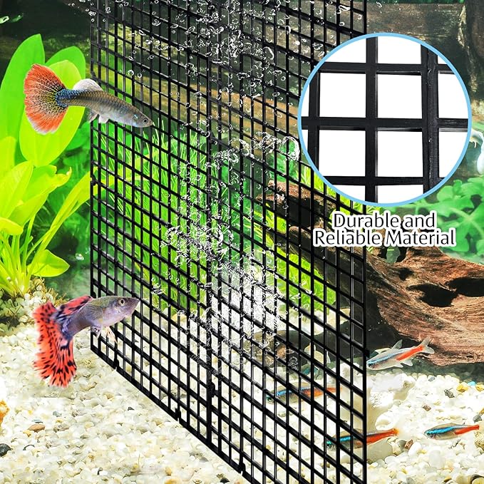 Hamiledyi Plastic Aquarium Divider with Clips Grid Panel Aquarium Lid Hood Fish Tank Divider Filter Bottom Isolation Pane Separator for Mixed Breeding(8 PCS,Black)