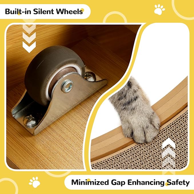 COZIWOW Cat Exercise Wheel 34" - Large Treadmill with Scratching Pad & Locking Mechanism - Promotes Indoor Cats' Health and Fitness