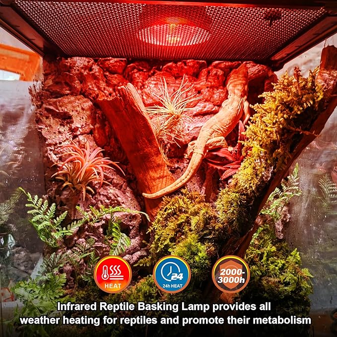 2Pack Infrared Heat Lamp, 150W Reptile Heat Emitter Infrared Basking Spot Light, Red Heat Lamp for Chickens Coop Reptile Pets Brooder Use