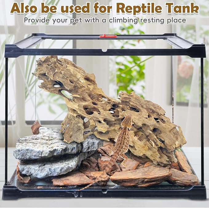 PINVNBY Natural Large Driftwood for Aquarium Reptile Terrarium Decor Decorations Assorted Branches Bearded Dragon Tank Accessories (11.5-16 inches/1 Pack)