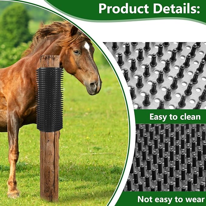 Horse Scratching Post Pad Goat Playground Toys for Horses and Goats to Play with Livestock Scratching Brush for Small Farm Animal Goat Sheep Cow Pig-2 Pack (14.2" x11.8")