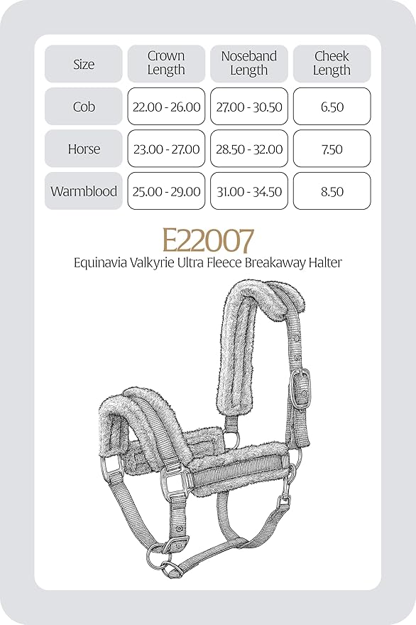 Equinavia Valkyrie Ultra Fleece Breakaway Horse Halter | Padded Fleece Adjustable Safety Halter with Nylon Webbing - Turquoise/Black - Warmblood