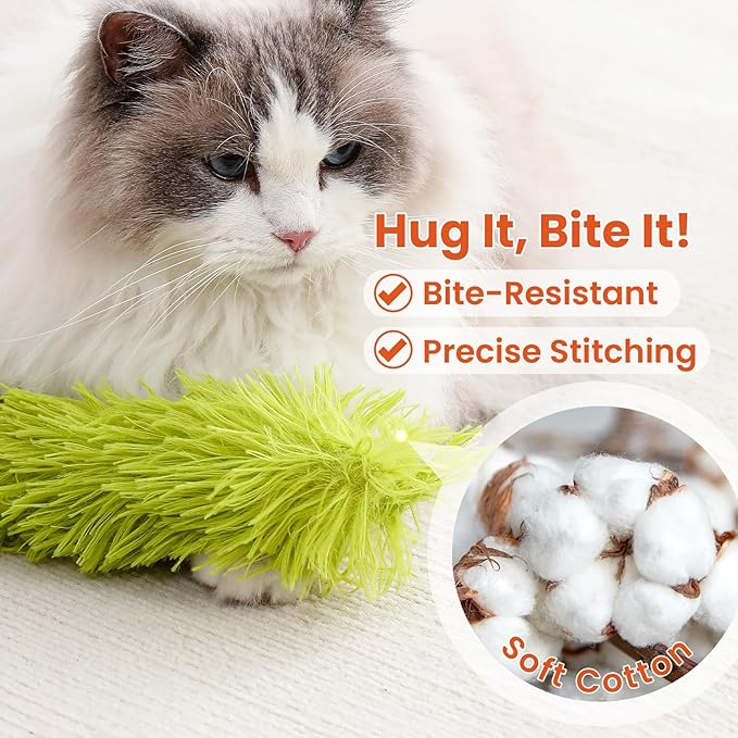 3 Pack Cat Pillow Toys with Catnip, Soft Plush Crinkle Cat Kicker Toys, Interactive Indoor Kitten Chew Toys for Kitty Exercise, Catnip Toys, Promotes Self Play for All Breeds