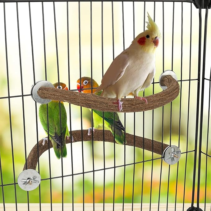 Rypet 2PCS Natural Wood Bird Perches for Cage,Wooden Parakeet cage Accessories,Parakeets Stand Perch,U Shape Parrot Perch Bird Stand Toys for Parakeet, Conure, Cockatiel, Budgie, Lovebirds S