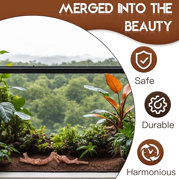 Lifelike Resin Climbing Root Branch Decor for Reptile Terrarium, Reptile Vivarium Habitat Decoration for Bearded Dragons, Geckos, Lizards, Snakes, 9.7 Inch