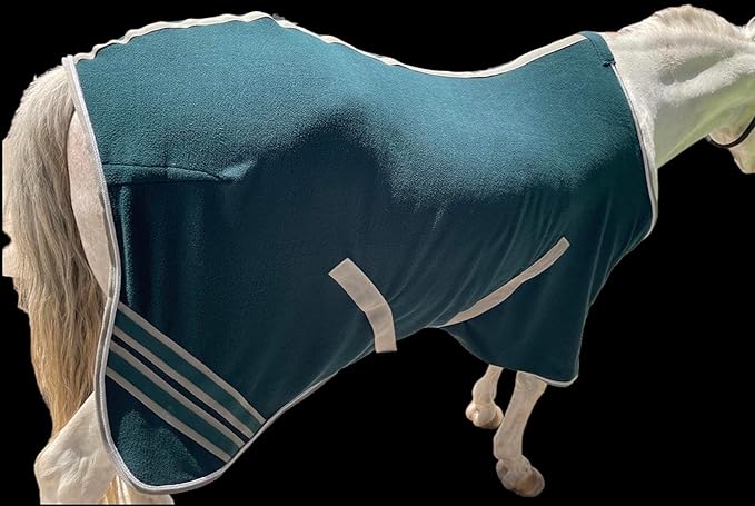 Majestic Ally Anti Pill Fleece Horse Blanket/Sheet with Silver Braided Rope (Hunter Green, 70)