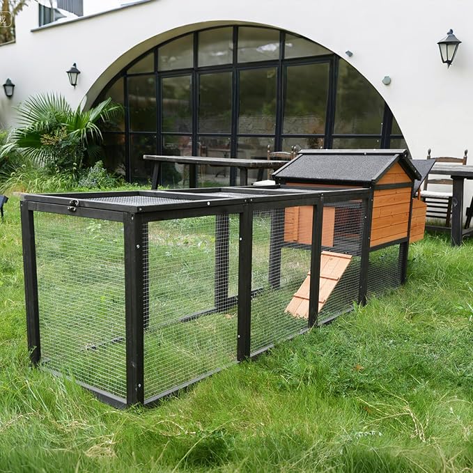Wooden Chicken Coop, Large Outdoor Hen House with Nesting Box Poultry Cage, Rabbit Hutch Bunny Cage, Waterproof for Outdoor Backyard