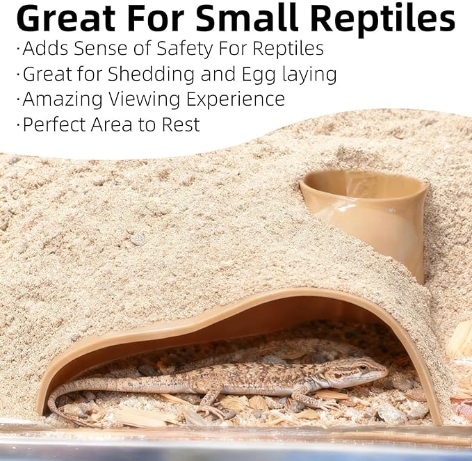 Reptile Underground Corner Cave Viewing Hide Lizard Hognose Leopard Snake Gecko Hideout Habitat Tank Enrichment Reptile Decoration Accessories Toys Ornaments Supplies