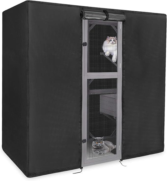 Kingling Outdoor Cat House Cover Fits for Aivituvin Large Cat Houses & Condos, Universal Catio Cover Waterproof & Dustproof Pet Enclosure Cover for Cat, Bird & Rabbit(Cover Only)- 75"L x 42"W x 75"H