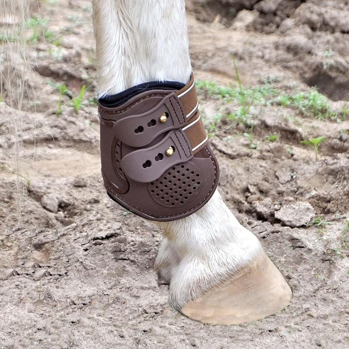 Jeffers Equine English Ankle Boots Medium – Premium Horse Leg Protection, Ventilated Neoprene, Adjustable & Comfortable Support, Lightweight & Durable for Training, Jumping & Riding – Brown (Pair)