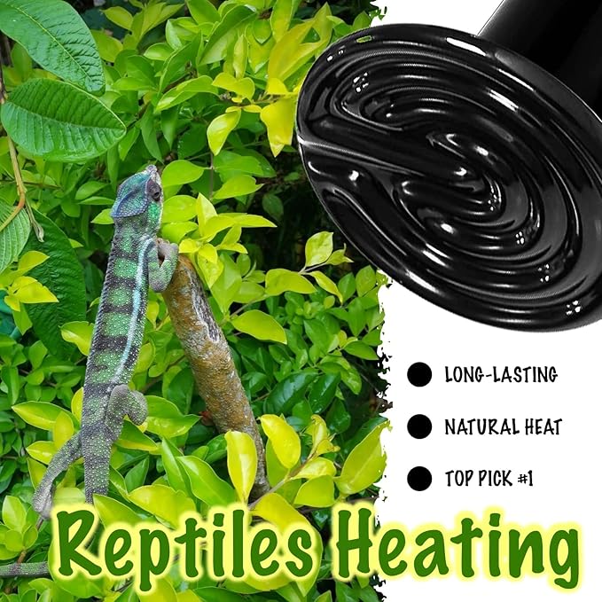 Ceramic Heat Emitter, 2-Pack 100W, Reptile Heat Lamp Bulbs, Ceramic Heating Bulb for Reptiles, Amphibian, Chick, Dog, Snake Leopard Gecko Bearded Dragon Heat Lamp