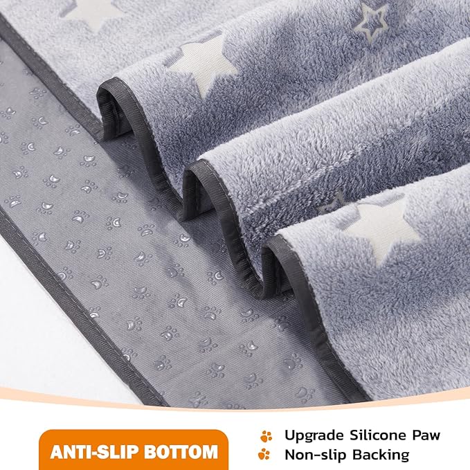 LOOBANI Washable Pee Pads for Dogs, Fast Absorption Reusable Puppy Pads, Waterproof Whelping Mats, Non Slip Training Pet Playpen Mat for Floor, Dog Crate, Grey, 2 Pack 48 x 48 in