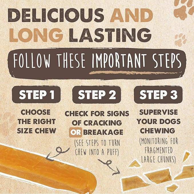 Mighty Paw Yak Cheese Dog Chews - All-Natural Treats for Dogs - High Protein Treat with 68 Grams of Protein Per Chew - Delicious and Long Lasting - Odor Free with Limited Ingredients - Monster 4 Pack