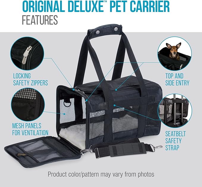 Sherpa Original Deluxe Travel Pet Carrier, Airline Approved & Guaranteed On Board - Black Lattice, Small