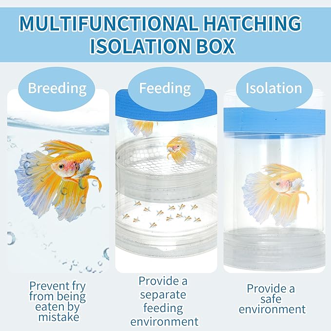 Suspensions Breeder Box, Floating Mesh Isolation Fish Tank Separator Set, Ideal for Aquatic Pets, Small, Blue, 1 Set