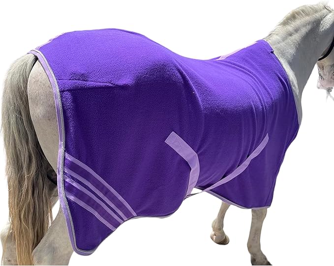 Majestic Ally Anti Pill Fleece Horse Blanket/Sheet with Silver Braided Rope (Purple, 76)