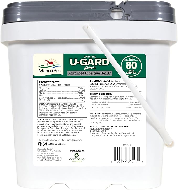 Corta-Flx U-Gard Pellets - Equine Digestive Supplement to Maintain Gastric Health - Helps Prevent Ulcer Formation - 10 LB