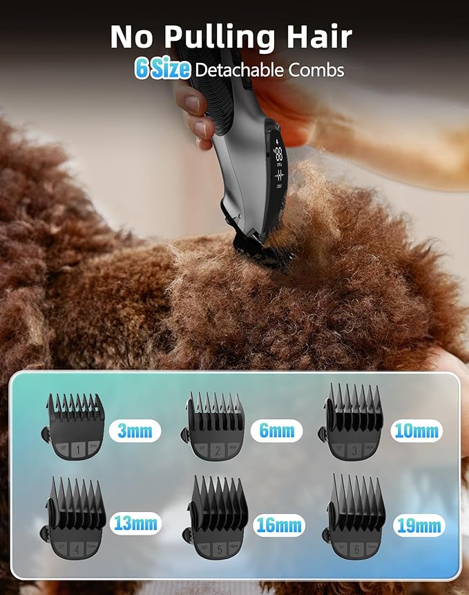 Dog Grooming Kit Low Noise，Cordless 4 in 1 Dog Clippers for Grooming Rechargeable Pet Cat Trimmer with 2 Speed,6 Guards,Scissors,Comb for Small Medium Large Pets Dogs Cats Thick Hair Cutting (Pewter)