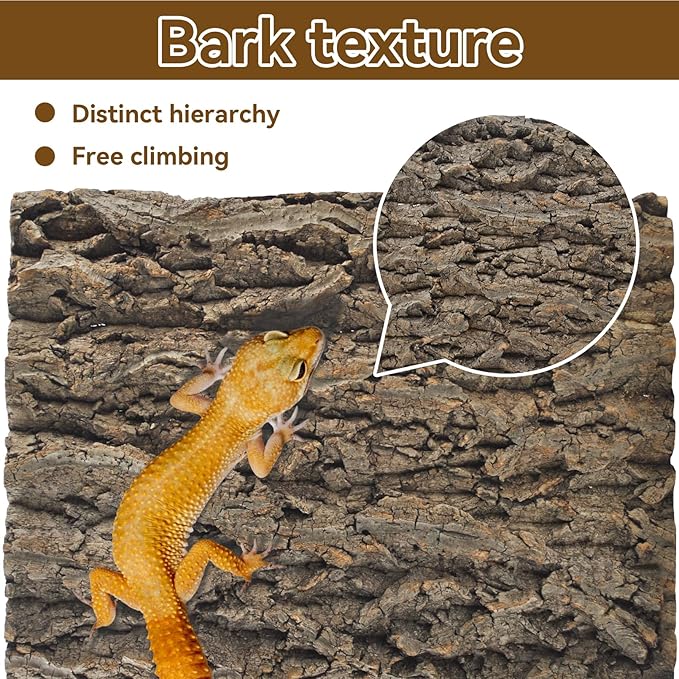 2PCS Natural Cork Terrarium Background,11.81 x 11.81 Inch Reptile Bark Background 3D Bearded Dragon Tank Climbing Mat Habitat Decoration for Lizard Gecko Chameleon Tortoise Snake Spider Frog