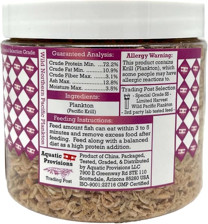 Northern Pacific Plankton High Protein Freeze Dried Floating Fish Food 1.25 oz, for Freshwater and Marine Aquarium Fish