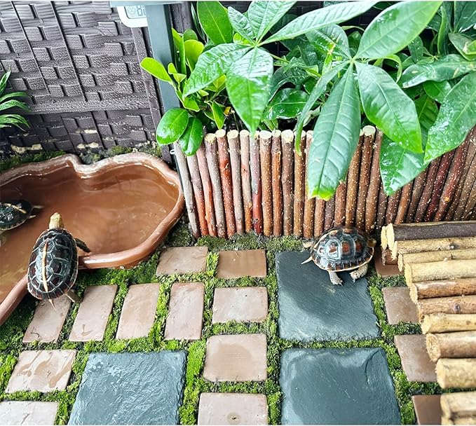 Extra Large 15.7 × 11.8" Reptile Basking Platform, Reptile Slate, Basking Rock, Slate Tiles Rocks for Reptiles,Terrarium Bowls for Bearded Dragon Tortoise Turtle Ball Python Snake Lizard Gecko