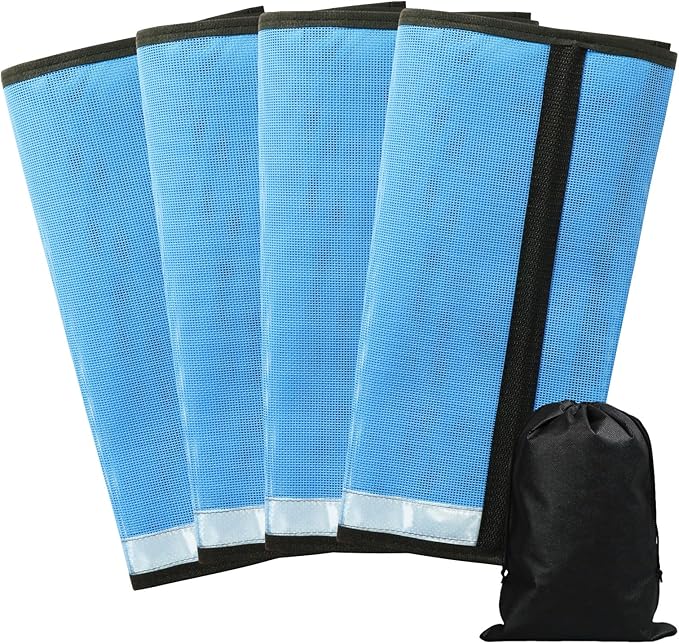 Fly Boots for Horses Set of 4 Leg Wraps Protection, Mesh Horse Fly Leggings Breathable Tendon Boots for Reduces Stomping & Leg Fatigue Sky Blue Large