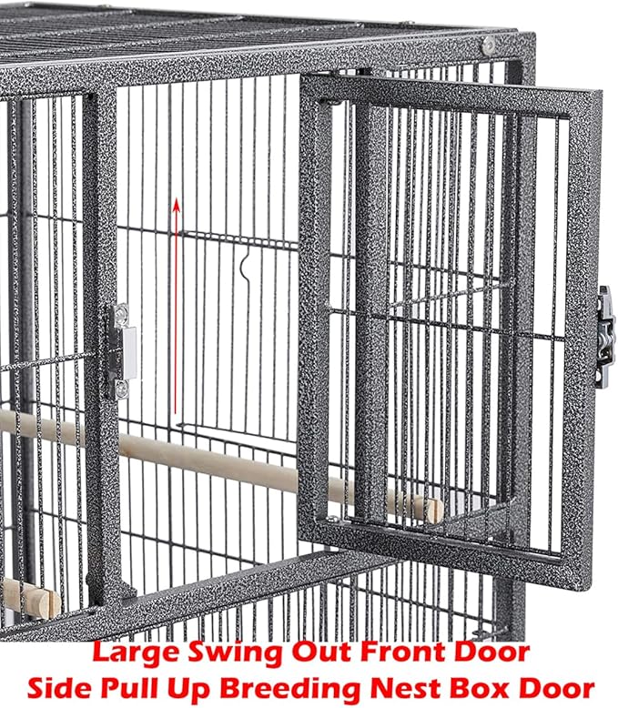 Single Stackable Center Divided Breeder Breeding Bird Flight Double Rolling Cage for Aviaries Canaries Cockatiels Finches Budgies Small Parrots (Without Stand)