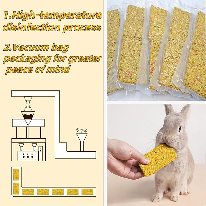 Rabbit Toys 20pcs Crispy Bunny Chew Treat Guinea Pig Timothy Hay Chips Compressed Hamster Molar Snack for Grinding Teeth Nutritional Chinchillas Food Dental Squirrel Gerbil Rat Chipmunk Pet