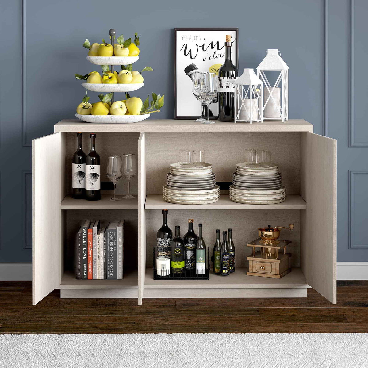 48" Fluted Modern Sideboard Buffet Cabinet
