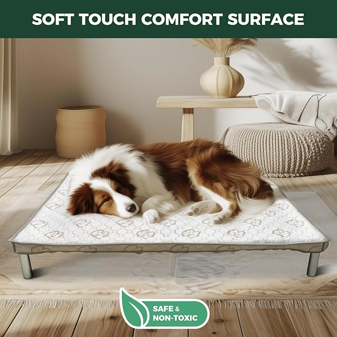 FXW TitanNest Chew-Proof Elevated Dog Bed, Raised Cot for Indoor/Outdoor/Camping Use, Durable & Waterproof Cooling Pet Bed with Exclusive Cover for Large Dogs, 47.0" L x 29.0" W x 7.3" H, Black