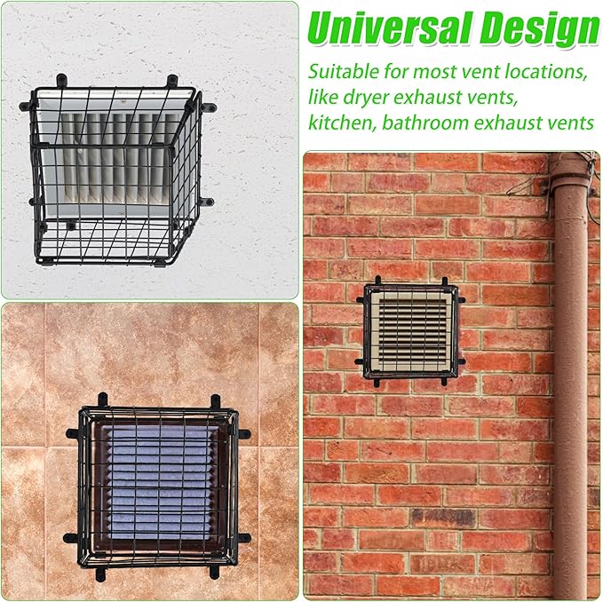 Dryer Vent Cover Guard Outside, Dryer Exhaust Vent Cover Bird Guard Protector to Prevents Birds from Entering, Universal Bird Cage for 3" to 4" Bathroom Outdoor Exhaust Ventilation Fan, 7"x7"x4.5"
