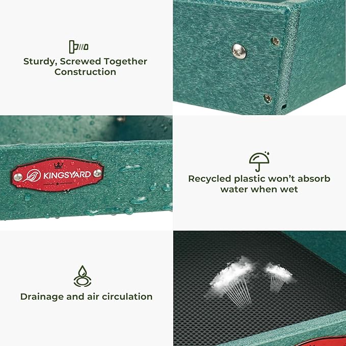 Kingsyard 2 Tier Large Platform Bird Feeders for Outdoors Hanging, 5 lbs Capacity Recycled Plastic Flat Mealworm Bird Feeder Tray, Garden Decoration Attracting Cardinal Blue Jay, Green