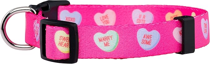 Native Pup Valentine’s Dog Collar- Valentines Day Pet Collars- Valentine Girly Hearts- Pink Red Heart- Cute Boy Girl Puppy Gift- Adjustable for Small, Medium, Large Breeds (Candy Hearts, Medium)