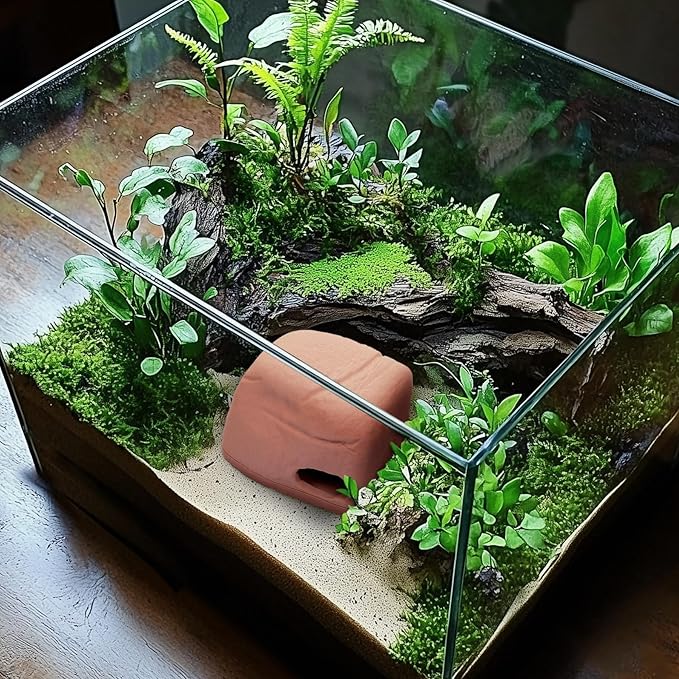 Gecko Cave Reptile Hide – Naturalistic Terrarium Shelter for Geckos, Lizards, Snakes, Bearded Dragons, Tortoises & Other Reptiles - Terracotta