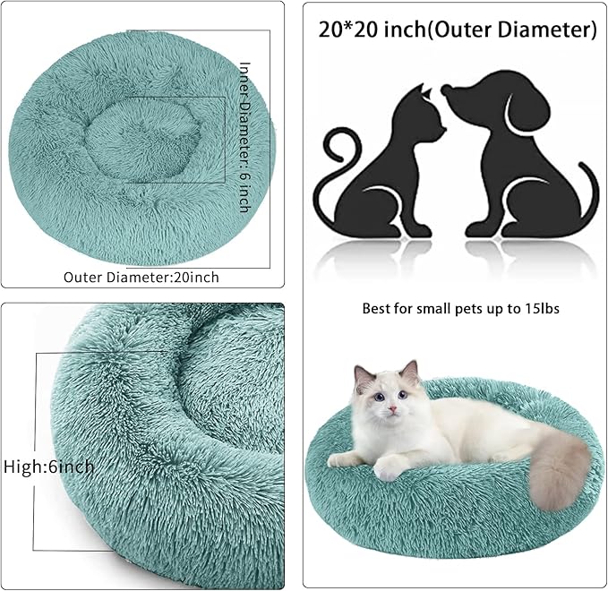 Nisrada Cat Beds for Indoor Cats,20 Inch Dog Bed for Small Melium Large Dogs, Washable-Round Pet Bed for Puppy and Kitten with Slip-Resistant Bottom